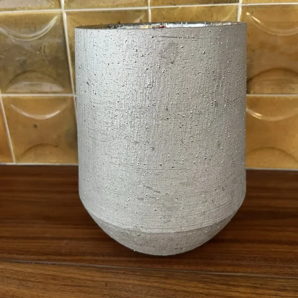 Rolling Greens Fusion Vase Round Textured Planter Silver 7.5